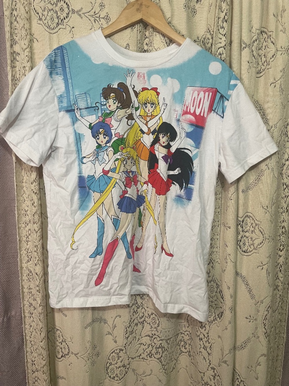 Sailor Moon Naoko Takeuchi Toei Animation Poster Graphic Cosplay T Shirt White S